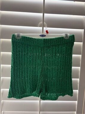Zara Emerald Green Knit Bermuda Shorts